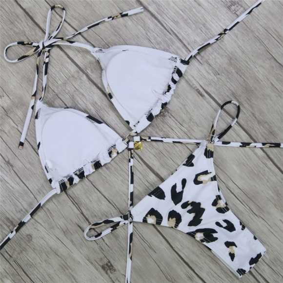 ❣️"Fiona Glam" Strappy Bikini in White Leopard - Picture 5 of 8